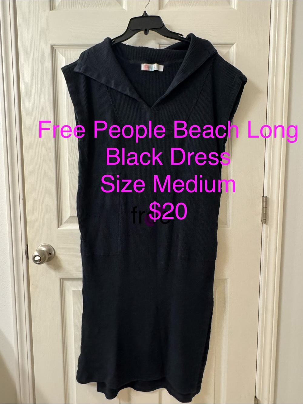 Free People Beach Black Sleeveless Knit Dress medium